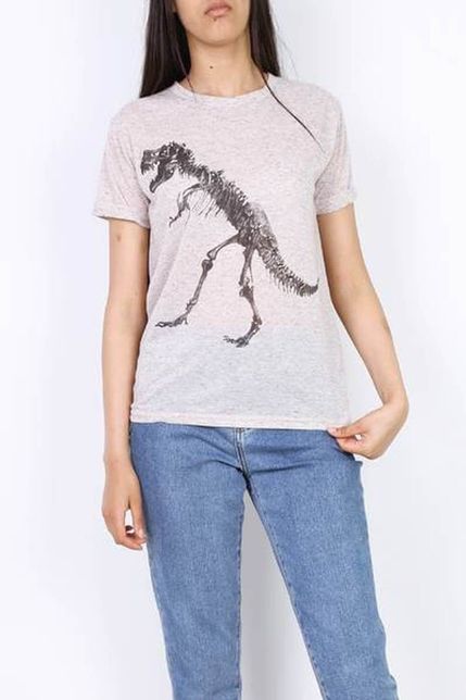 Dámske svetloružové tričko s potlačou dinosaura