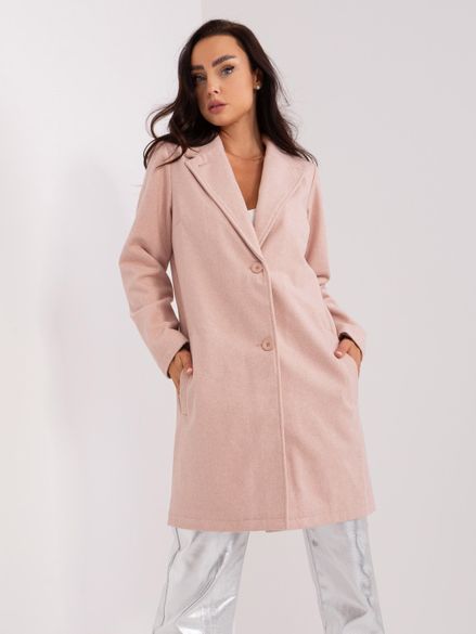 Svetlo-ružový prechodný elegantný kabát na gombíky