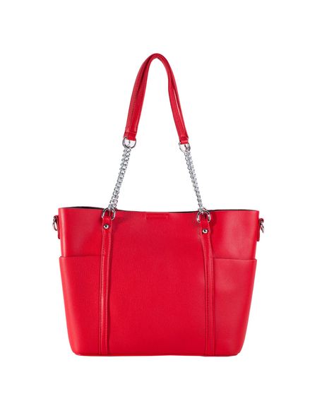 Červená veľká praktická kabelka s kozmetickou taškou