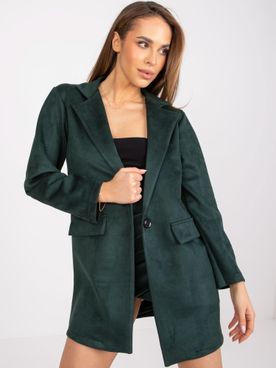 Tmavo-zelené dámske kabátové sako z ekologického semišu Irmina