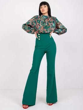 Tmavo-zelené elegantné široké nohavice pre ženy Salerno