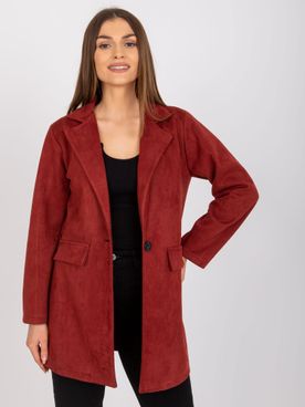 Hnedo-bordové dámske kabátové sako z ekologického semišu Irmina