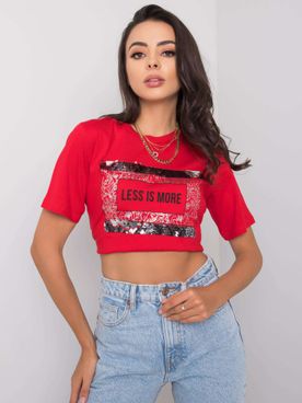 Less is more červené dámske trblietavé tričko