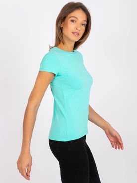 Tyrkysové bavlnené jednofarebné tričko s krátkym rukávom