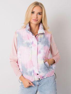 Farebná ružovo-sivá vzorovaná vesta