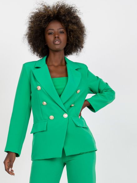 Zelené dámske dvojradové oblekové sako