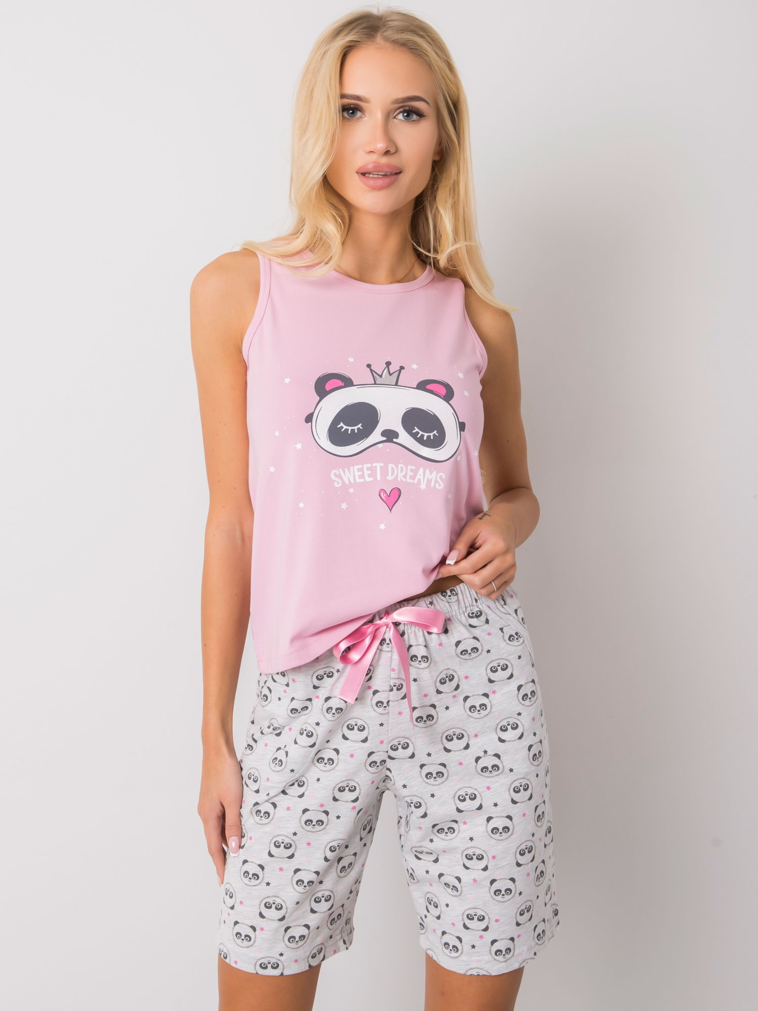 Ružové dámske pyžamo so vzormi - L