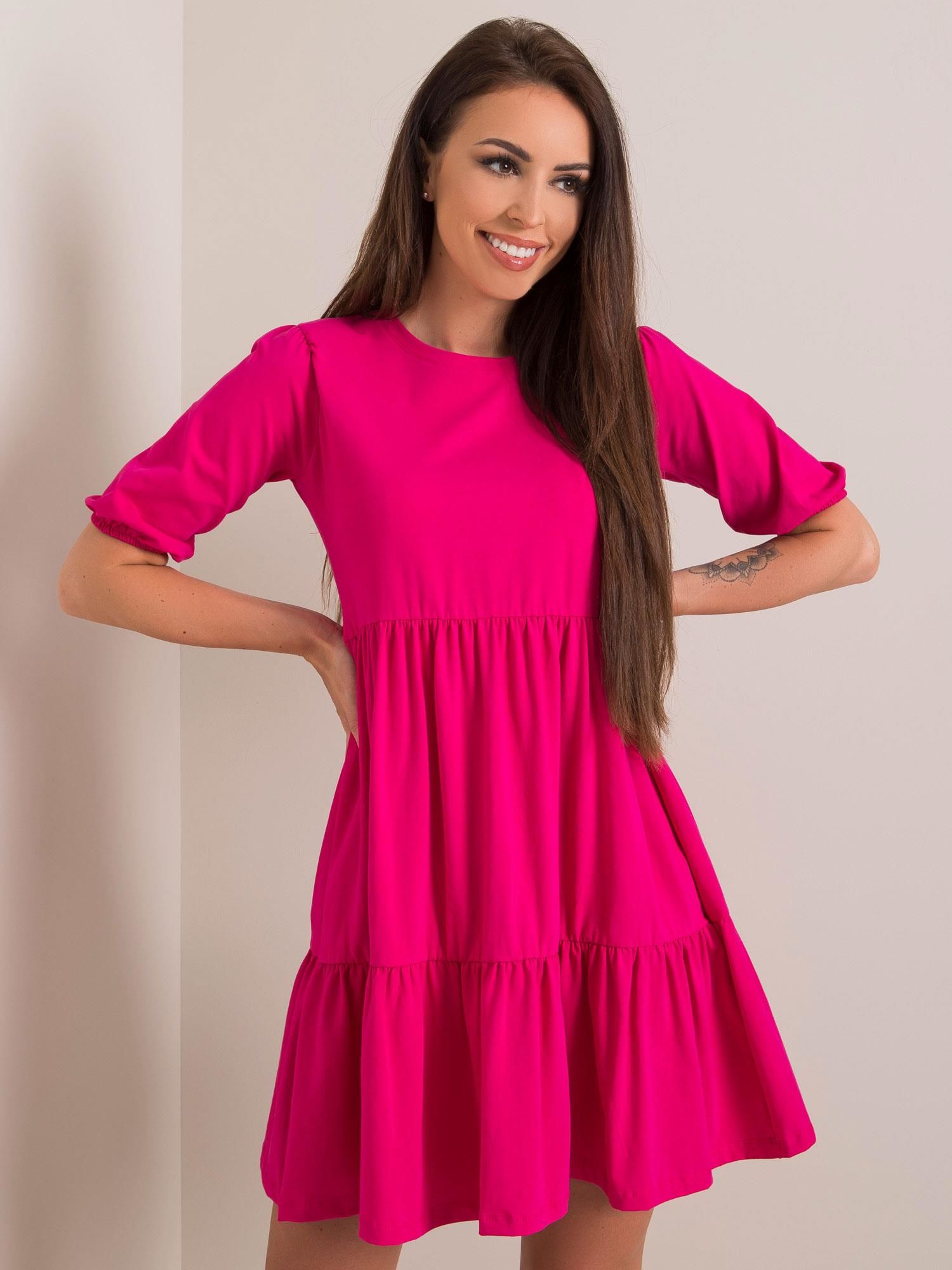 Ružové oversize šaty s trojštvrťovým rukávom - M