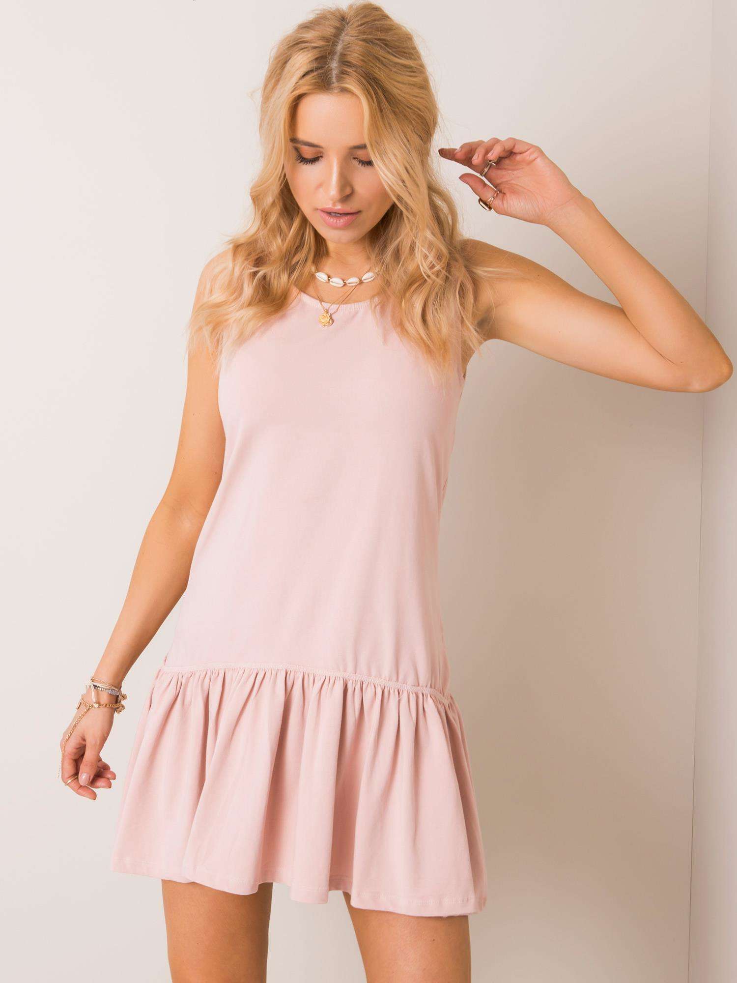 Ružové bavlnené šaty s volánikmi - M