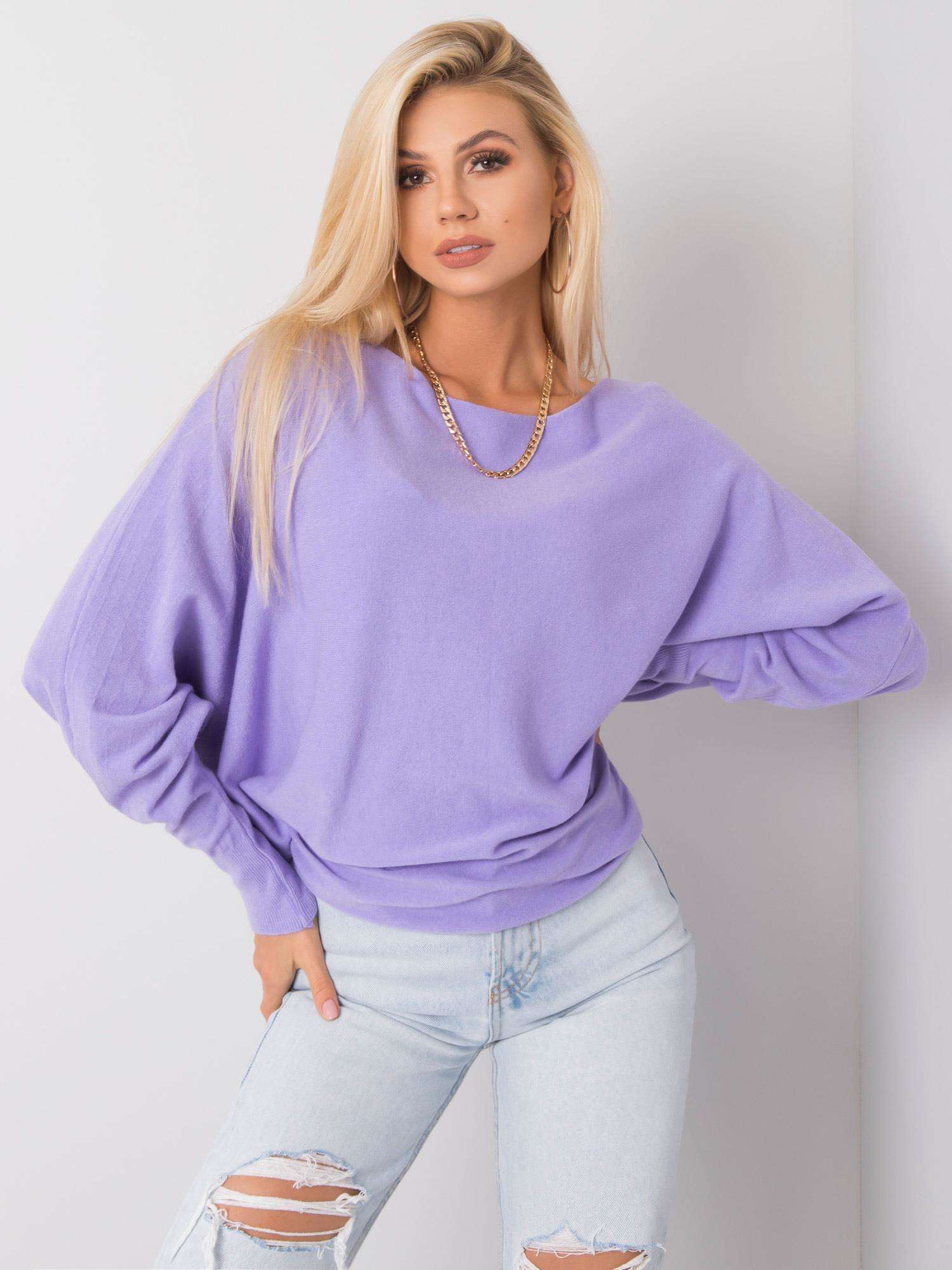 Dámsky fialový krátky oversize sveter